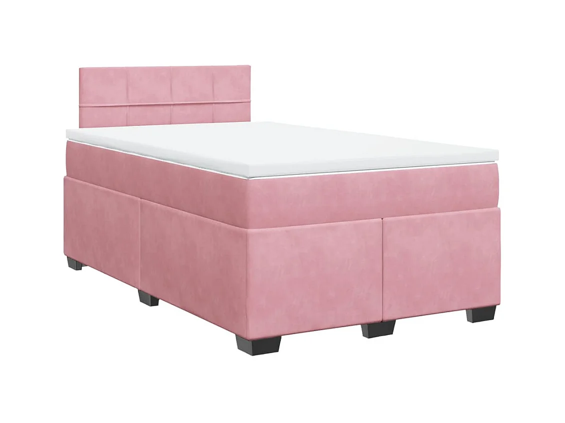 Cama box spring con colchón terciopelo rosa 120x200 cm