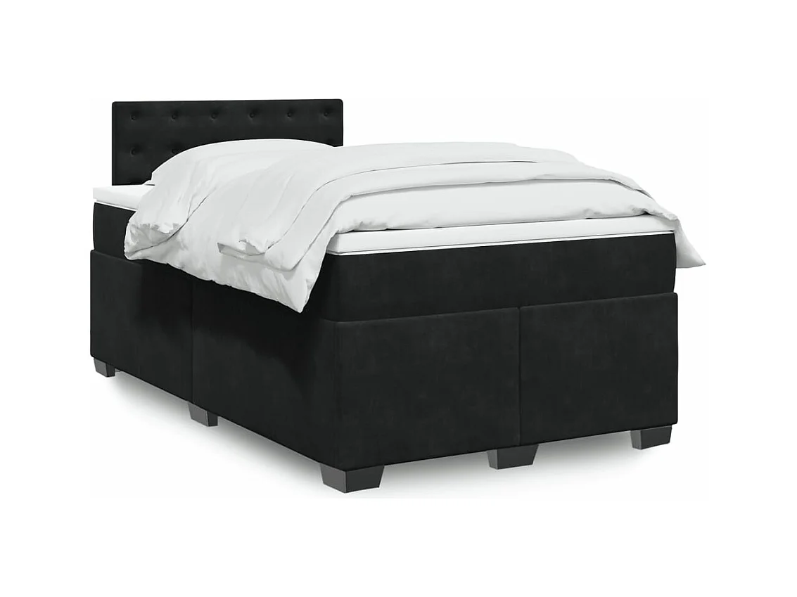 Cama box spring con colchón terciopelo negro 120x200 cm