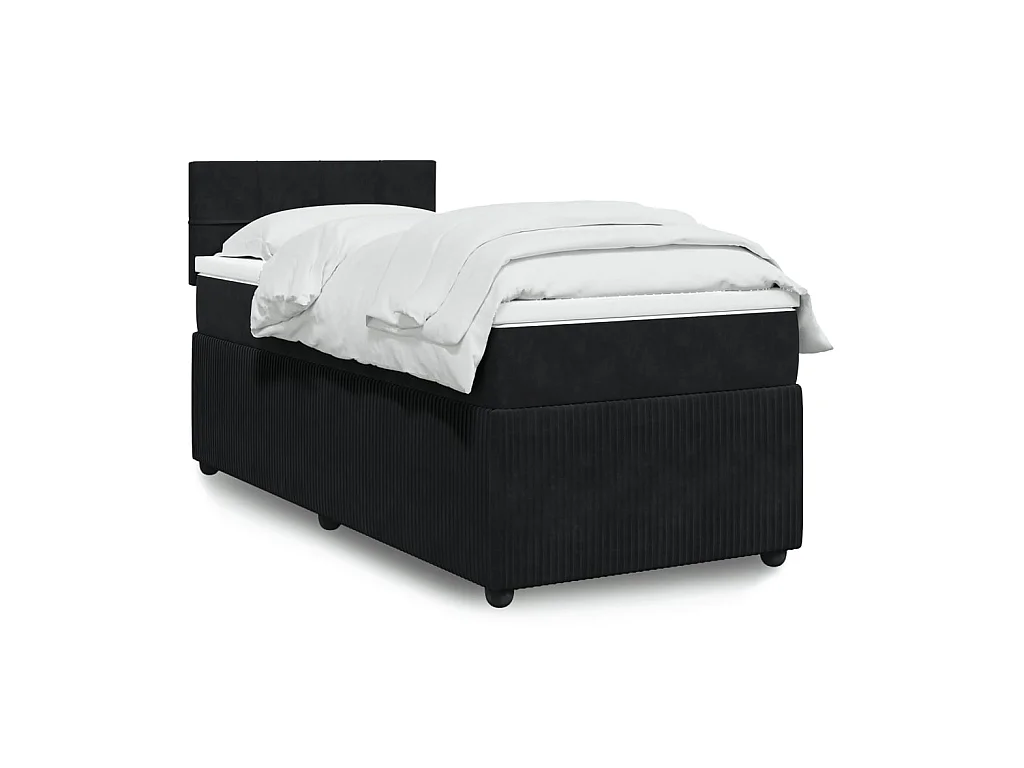 Sommier à lattes de lit avec matelas Noir 100x200 cm Velours