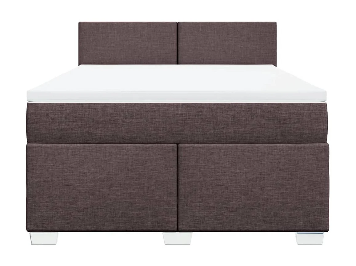 Cama box spring con colchón tela marrón oscuro 140x200 cm