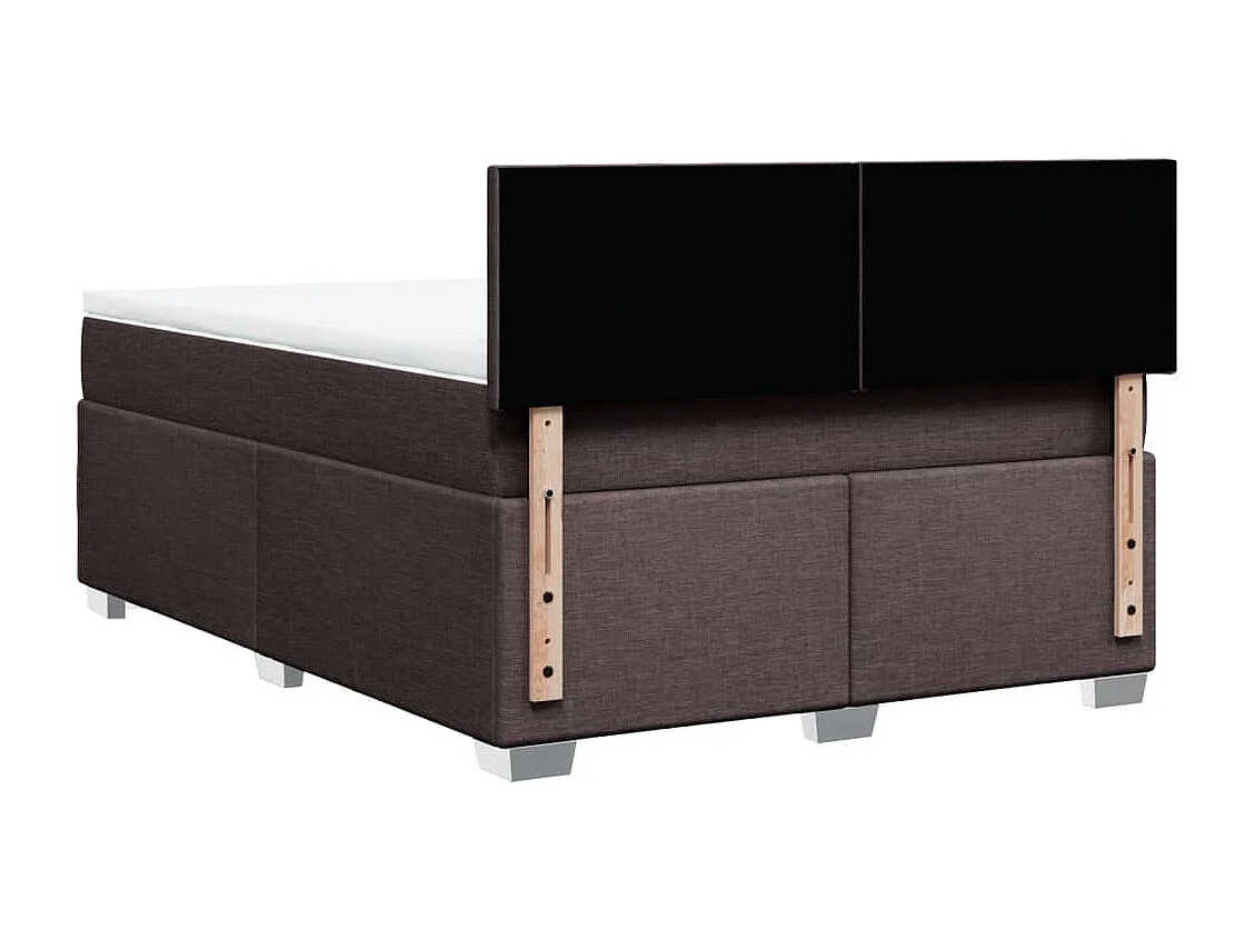 Cama box spring con colchón tela marrón oscuro 140x200 cm