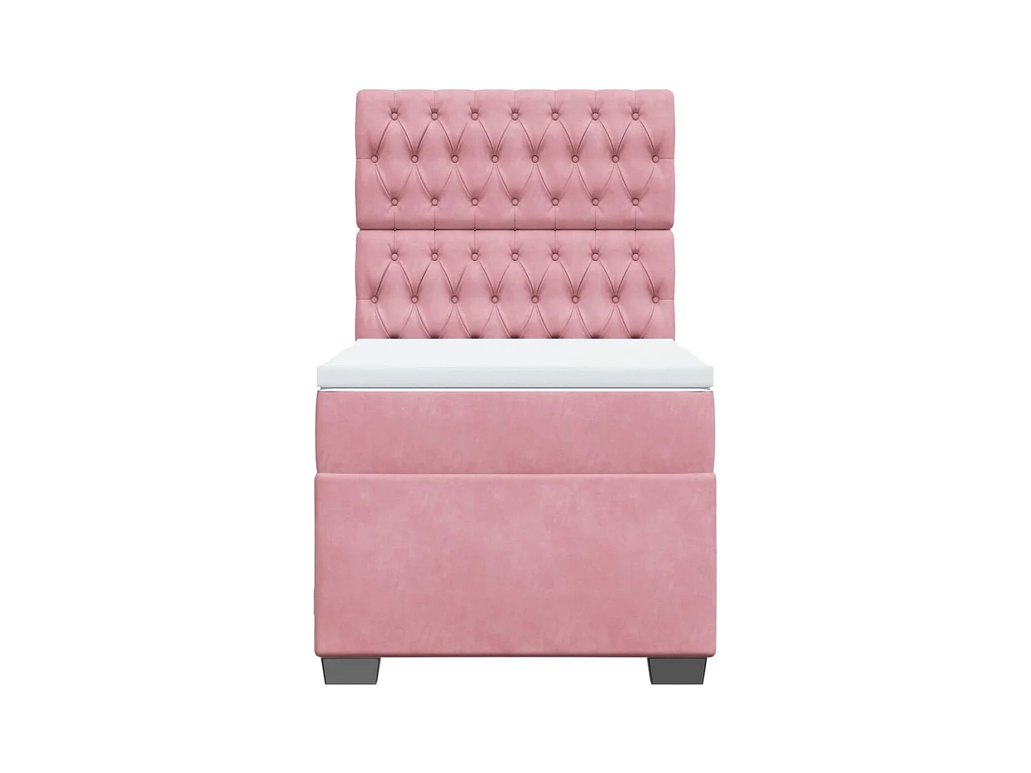 Cama box spring con colchón terciopelo rosa 90x190 cm