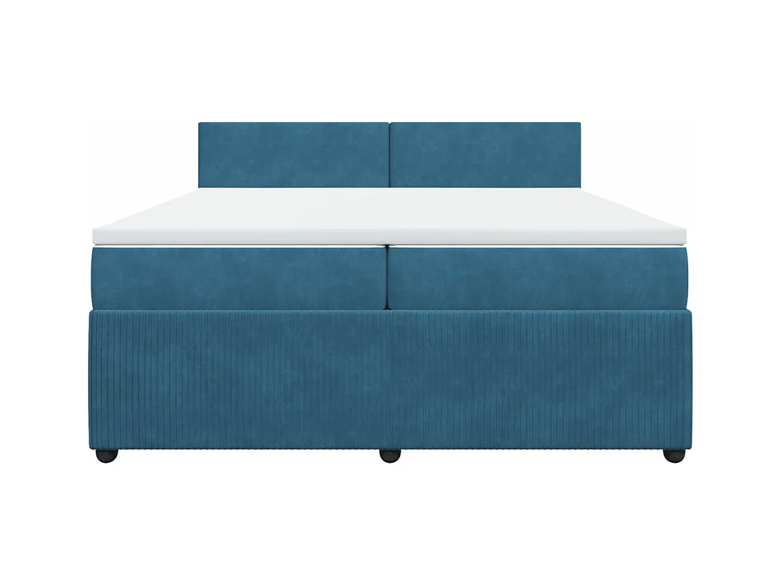 Cama com molas/colchão 200x200 cm veludo azul