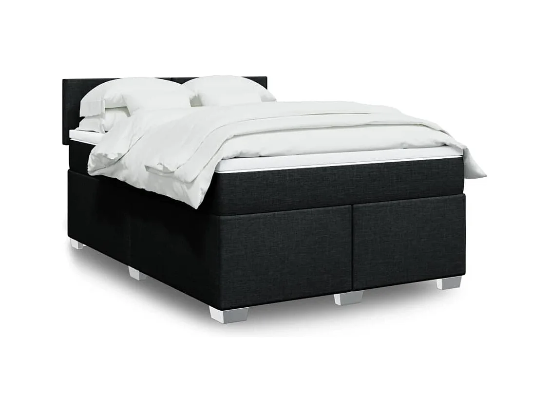 Sommier à lattes de lit avec matelas Noir 140x200 cm Tissu