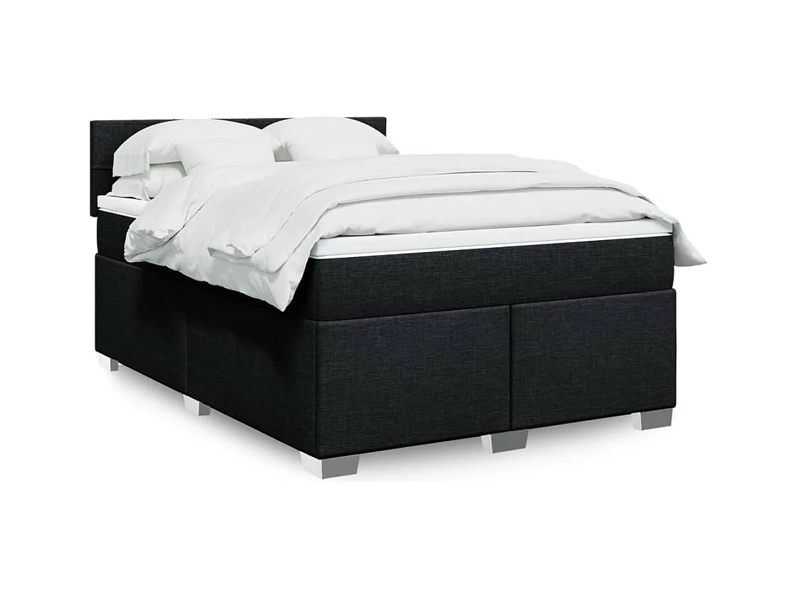 Sommier à lattes de lit avec matelas Noir 140x190 cm Tissu