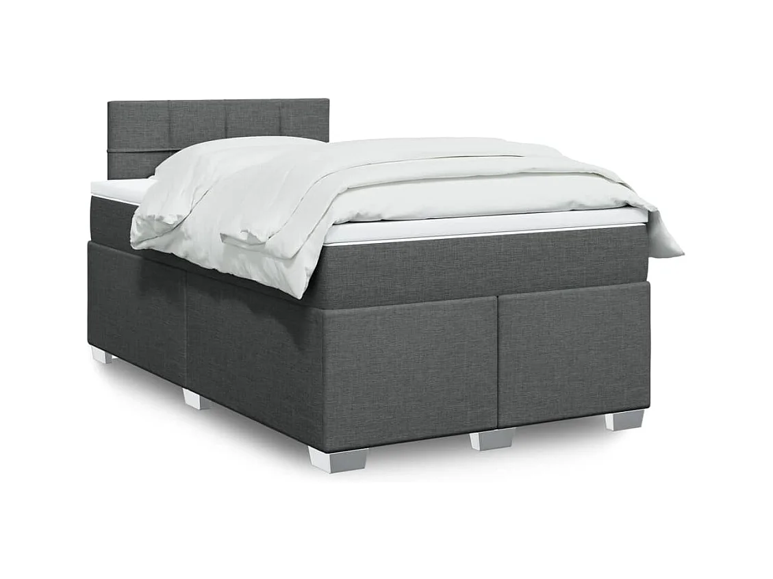 Cama box spring con colchón tela gris oscuro 120x200 cm