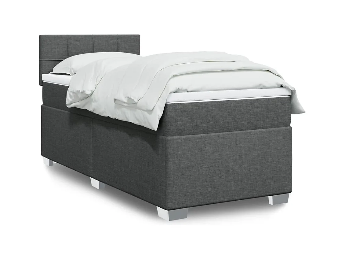 Cama box spring con colchón tela gris oscuro 80x200 cm