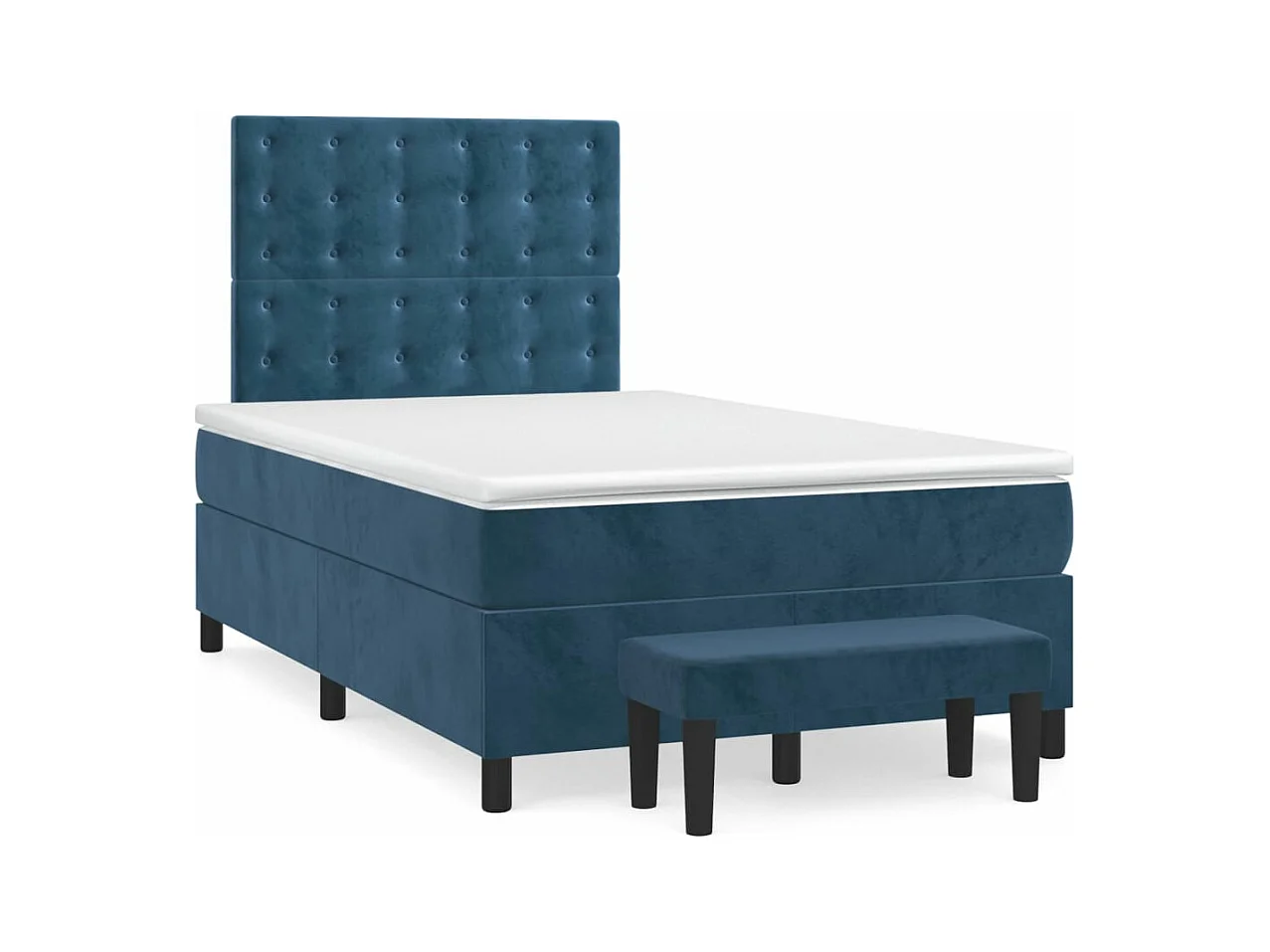 Cama boxspring com colchão 120x190 cm veludo azul-escuro