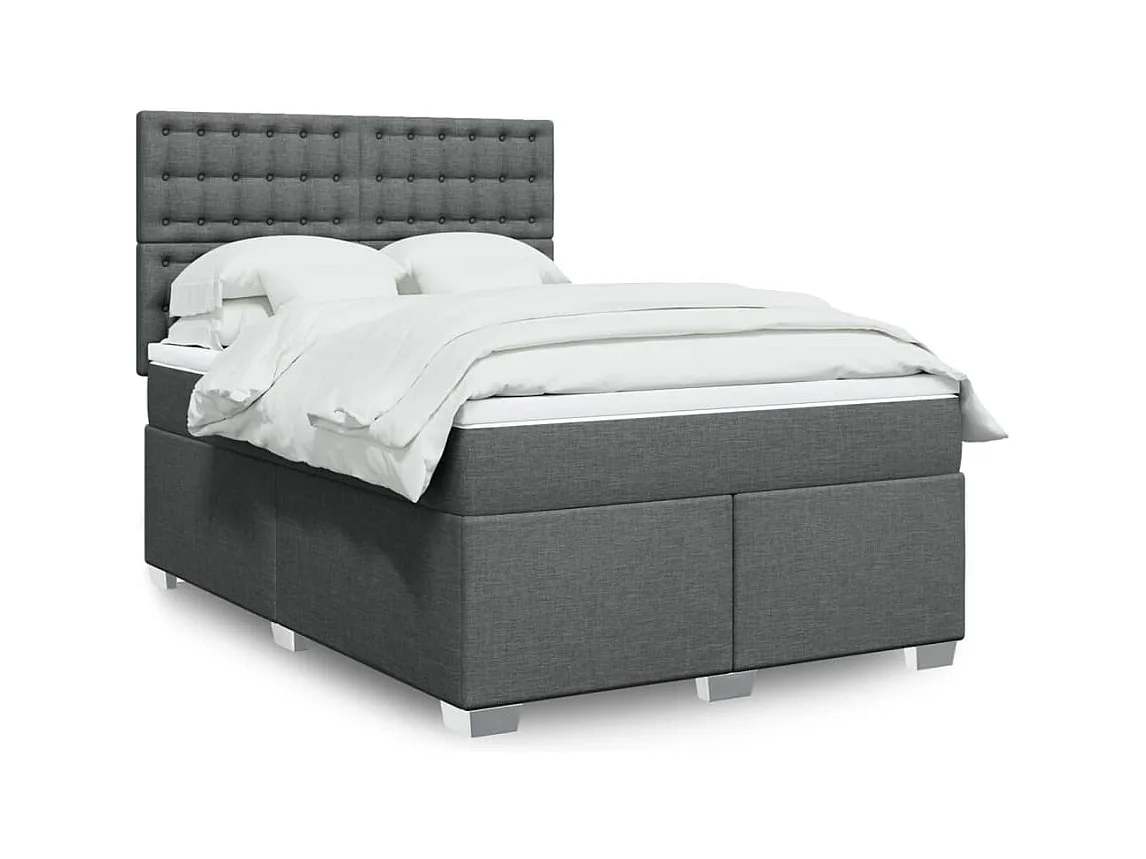 Sommier à lattes de lit avec matelas Gris foncé 140x190cm Tissu
