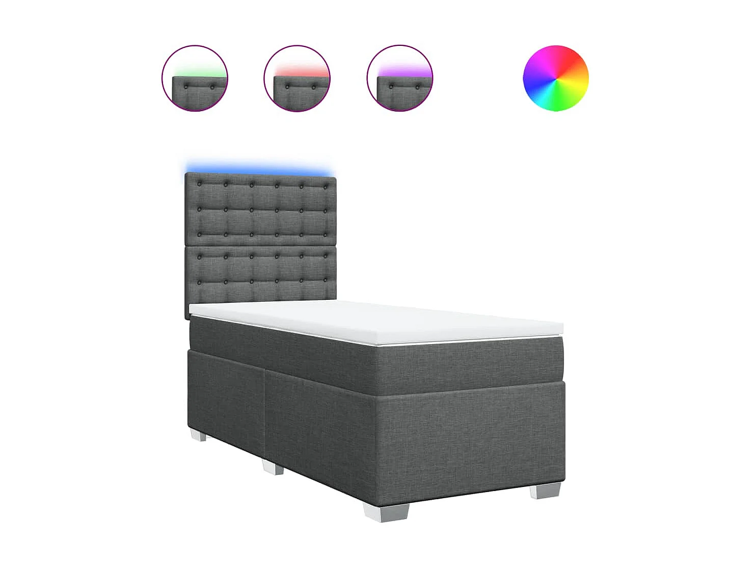 Sommier à lattes de lit avec matelas Gris foncé 80x200 cm Tissu