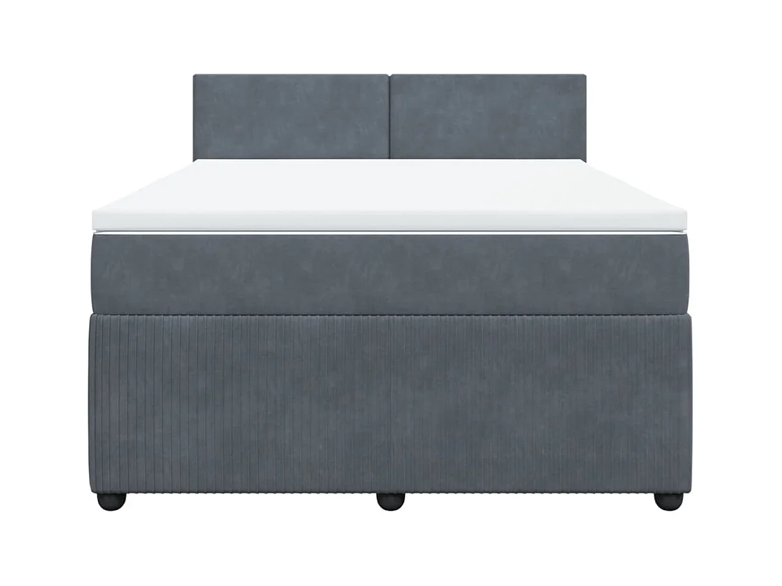Sommier à lattes de lit et matelas Gris foncé 160x200cm Velours