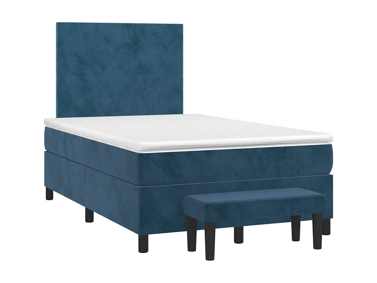 Cama box spring con colchón terciopelo azul oscuro 120x190 cm