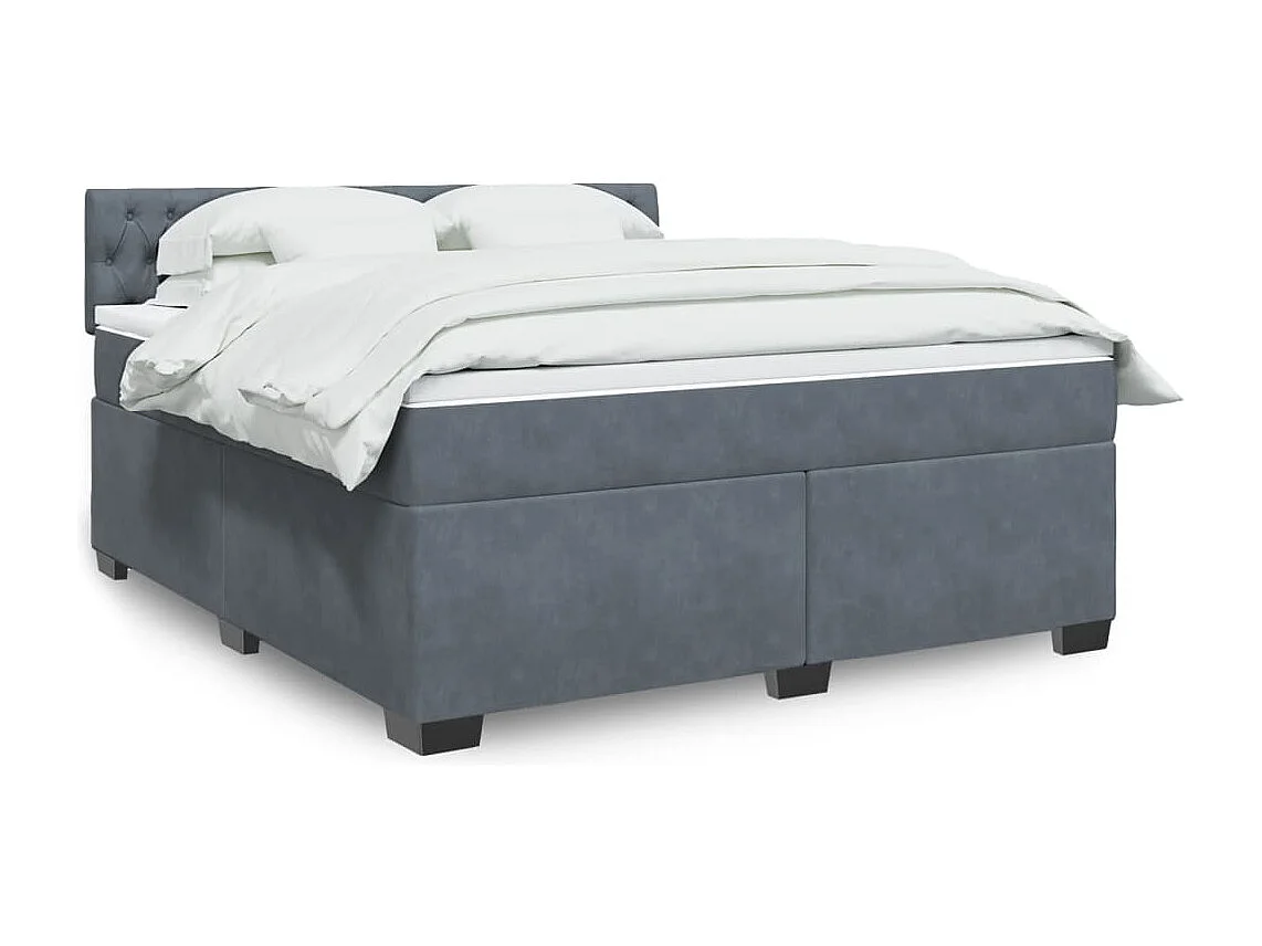Cama com molas/colchão 180x200 cm veludo cinzento-escuro