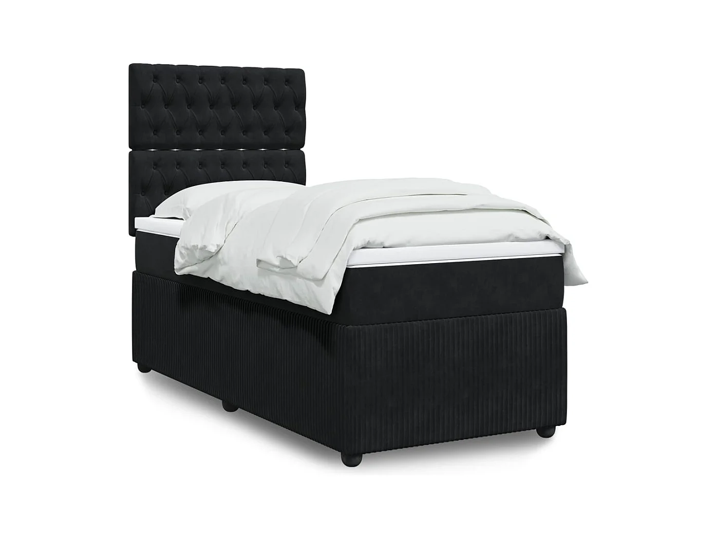 Cama com molas/colchão 90x190 cm veludo preto
