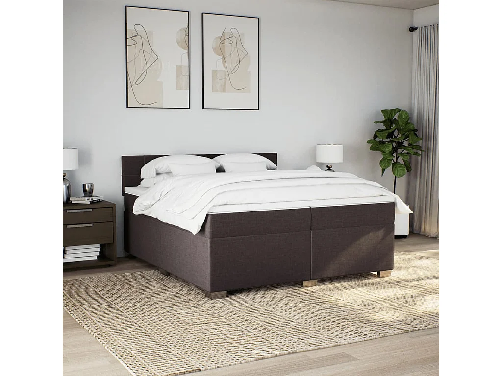Sommier à lattes de lit avec matelas Marron foncé 200x200 cm