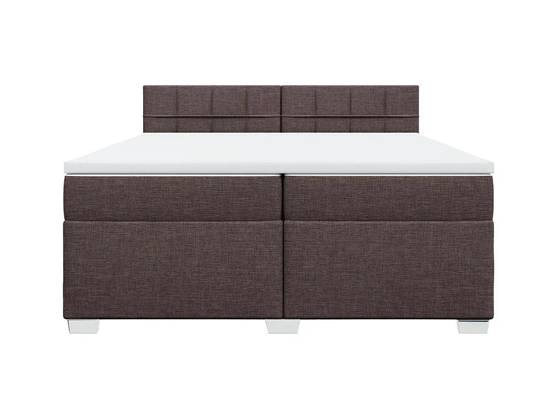 Cama box spring con colchón tela marrón oscuro 200x200 cm