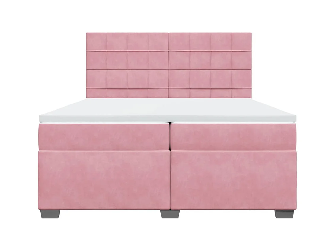 Cama box spring con colchón terciopelo rosa 200x200 cm