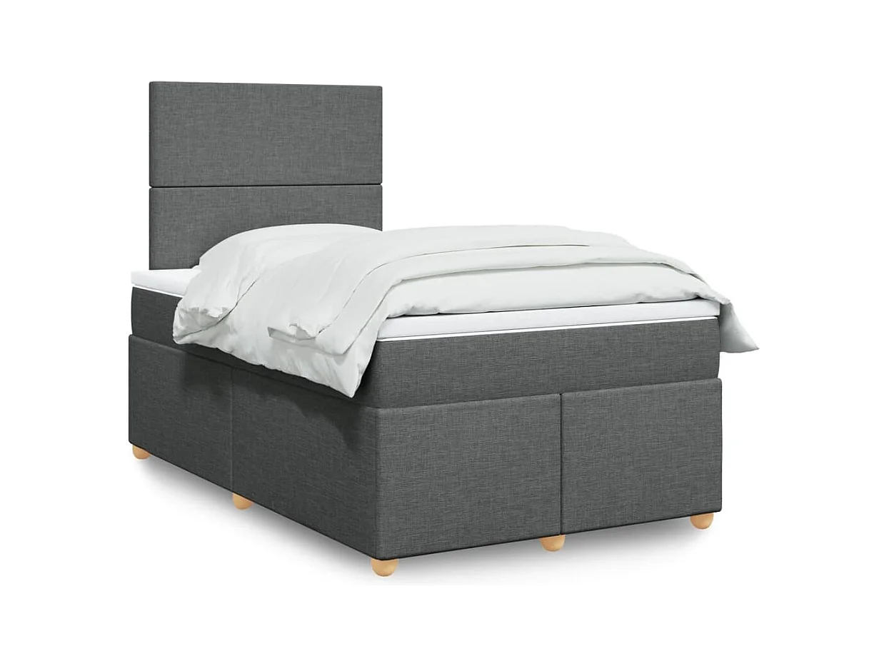 Sommier à lattes de lit avec matelas gris foncé 120x190cm tissu
