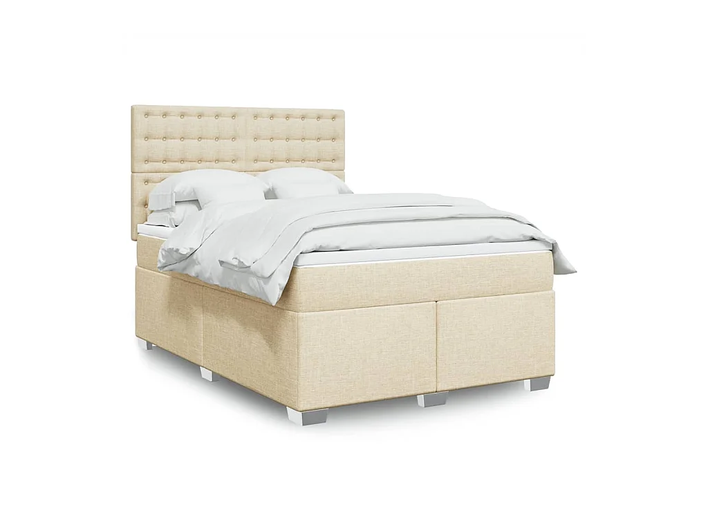 Cama com molas/colchão 140x190 cm tecido cor creme