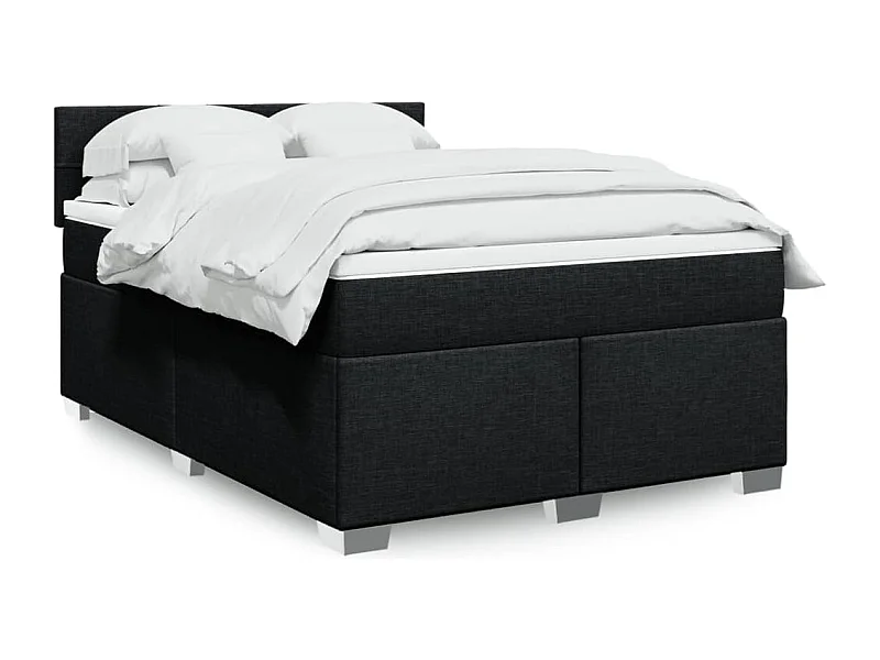 Cama box spring con colchón tela negro 140x190 cm