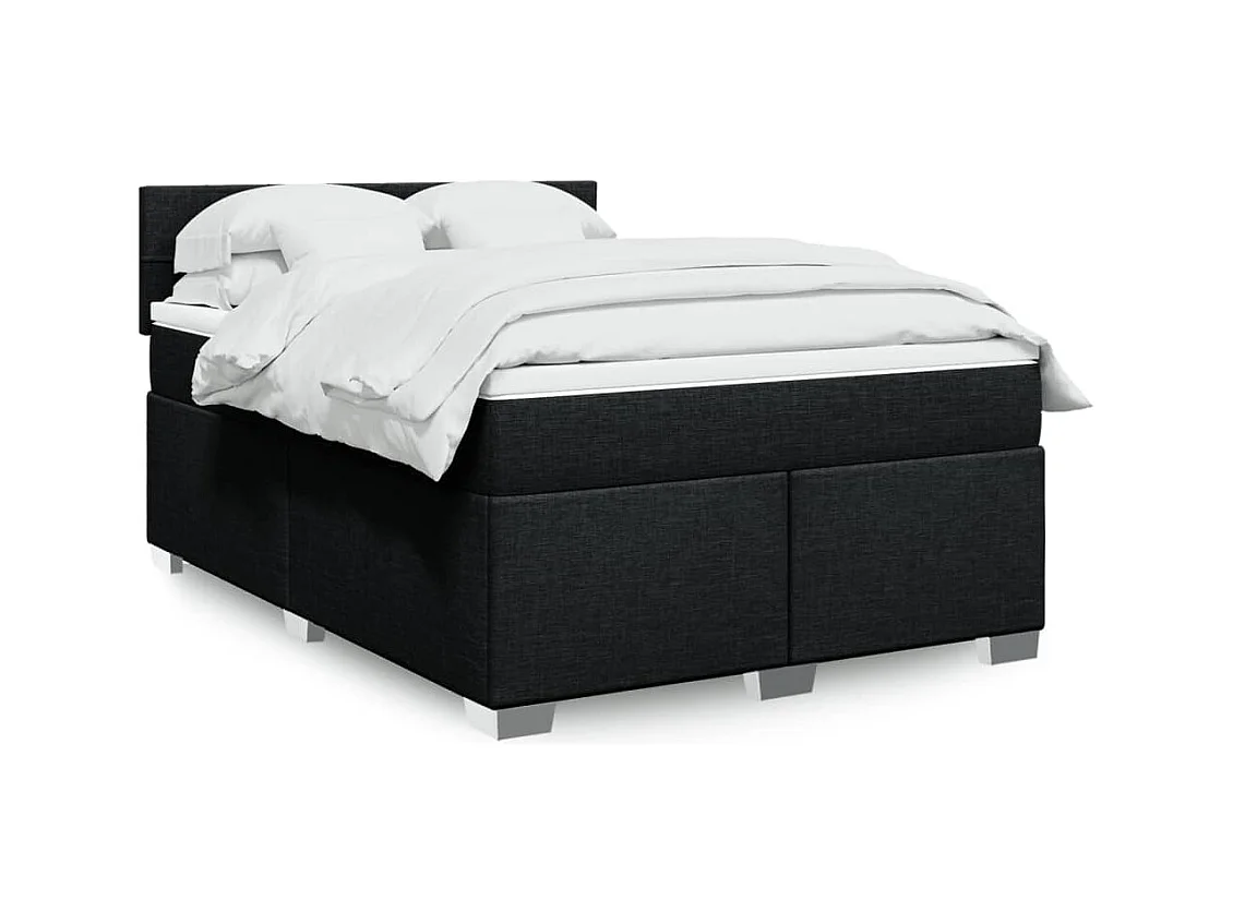 Sommier à lattes de lit avec matelas Noir 140x190 cm Tissu