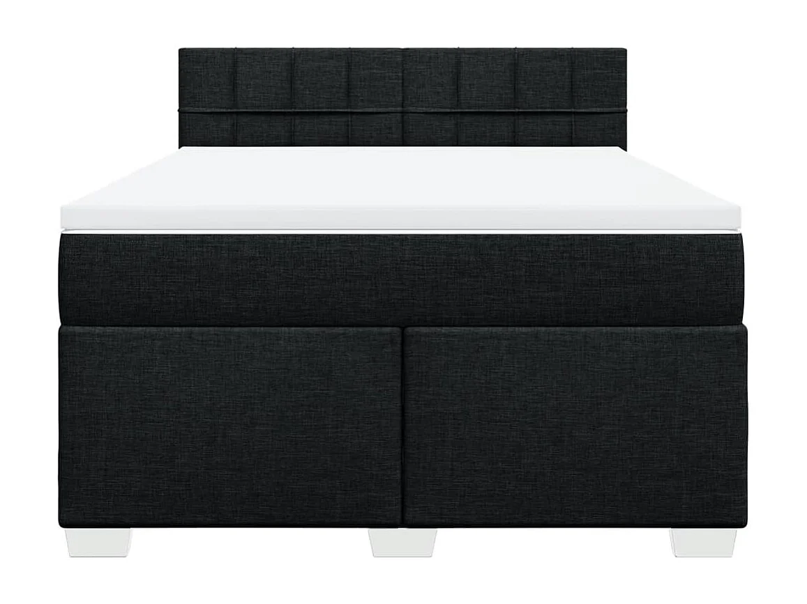 Sommier à lattes de lit avec matelas Noir 140x190 cm Tissu