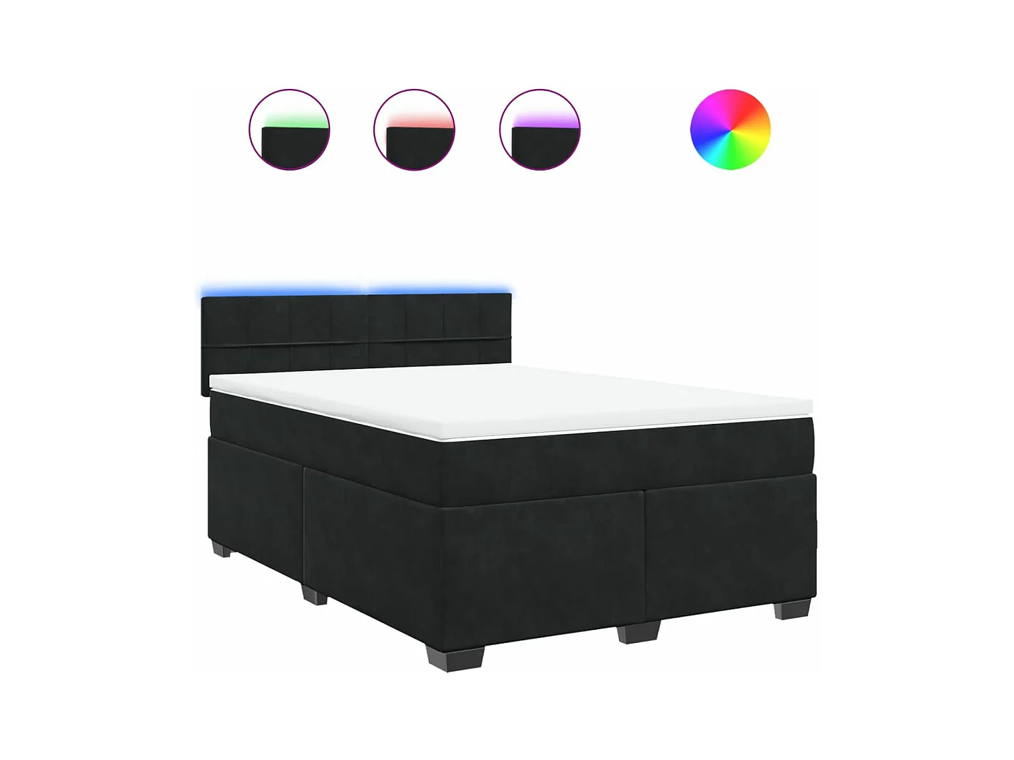 Sommier à lattes de lit avec matelas Noir 140x190 cm Velours