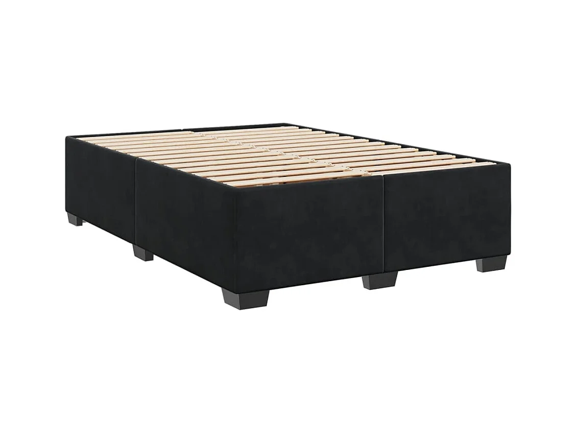 Sommier à lattes de lit avec matelas Noir 140x190 cm Velours