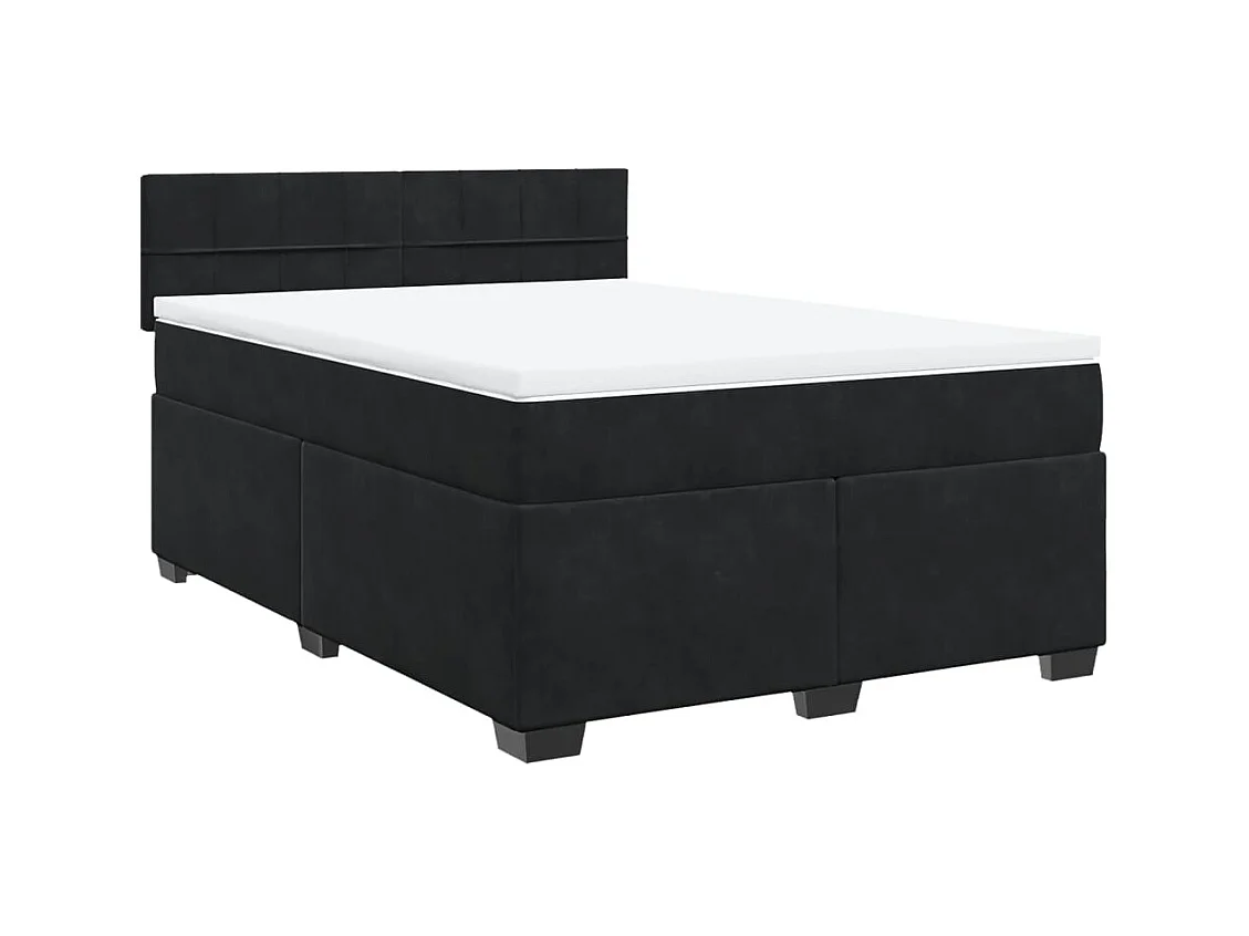 Sommier à lattes de lit avec matelas Noir 140x190 cm Velours