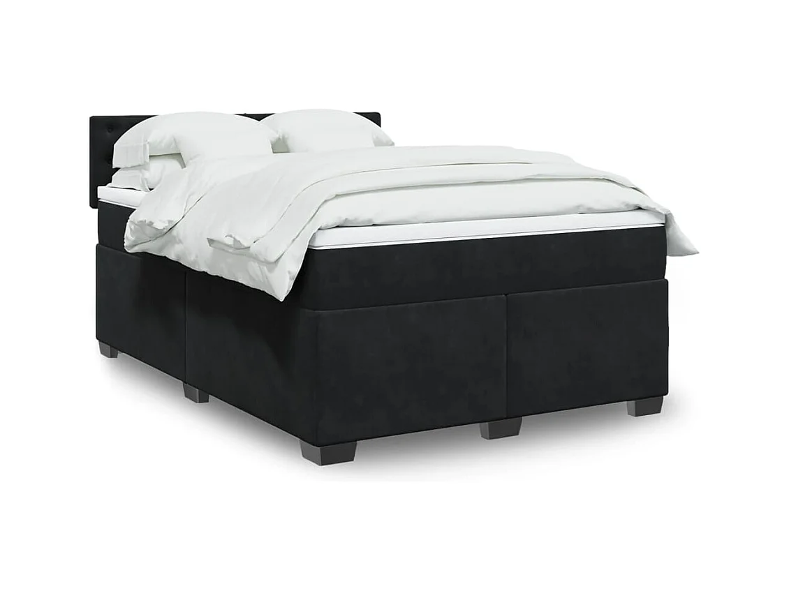 Cama com molas/colchão 140x190 cm veludo preto