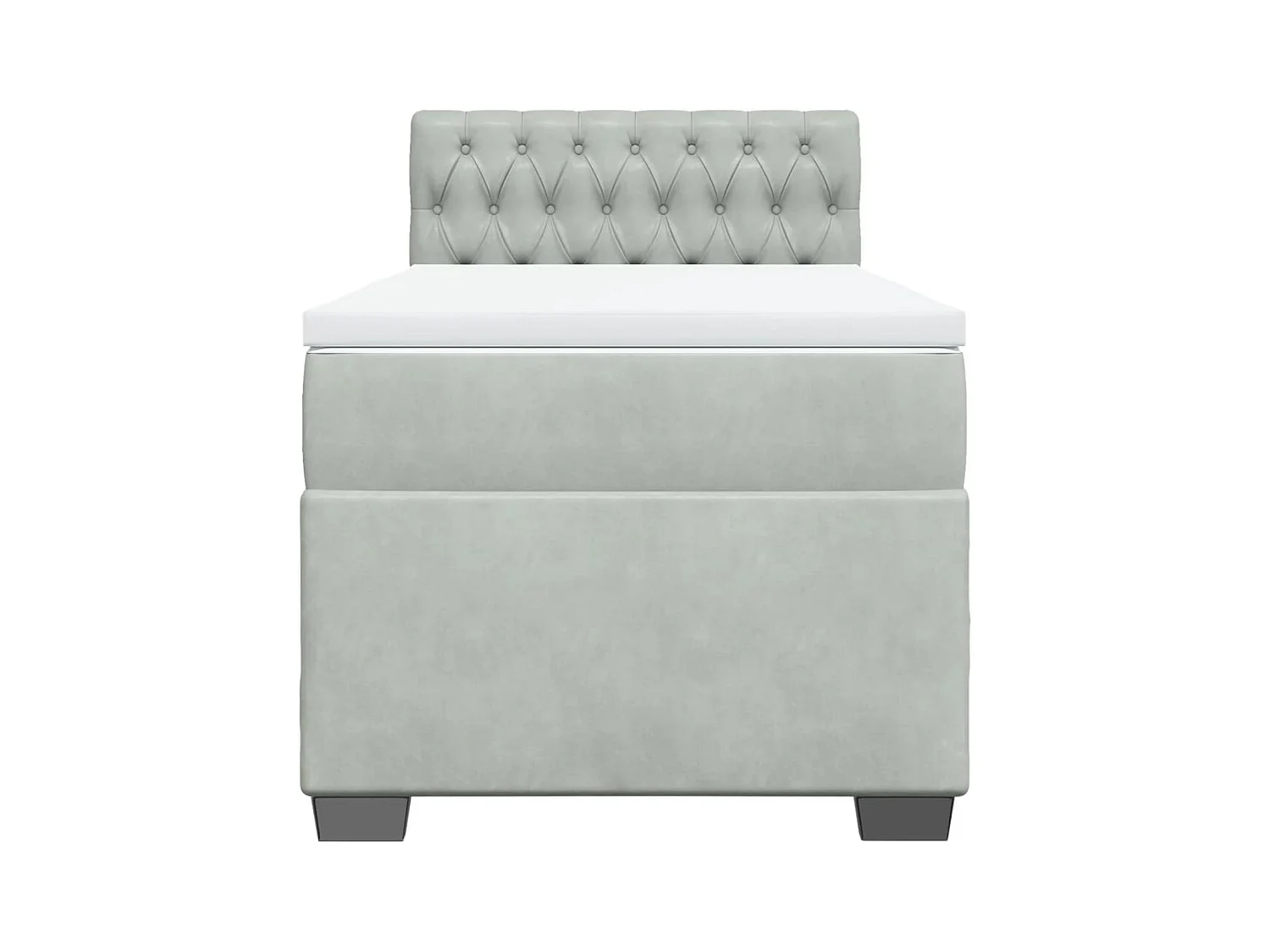 Cama box spring con colchón terciopelo gris claro 90x190 cm