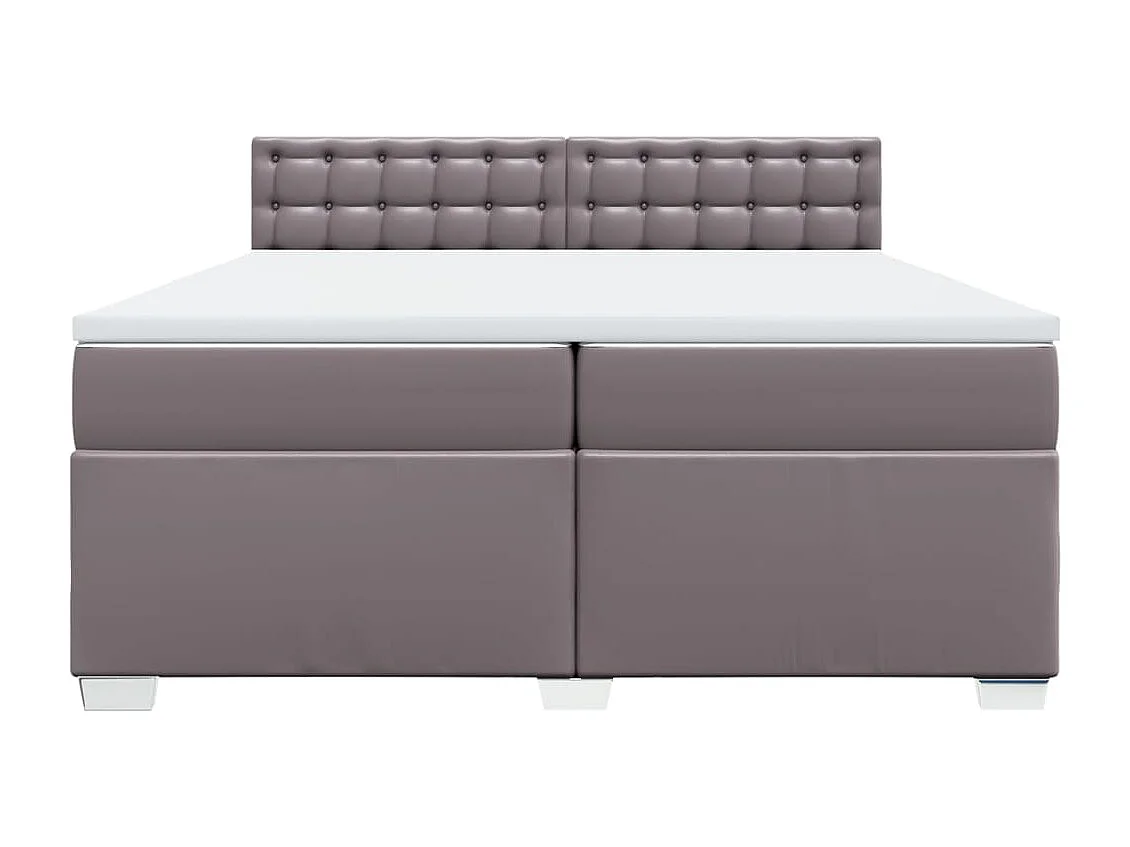 Cama box spring con colchón cuero sintético gris 200x200 cm
