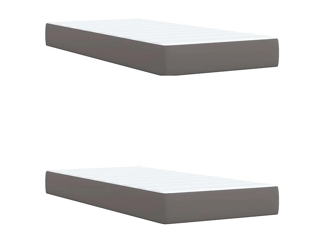 Cama box spring con colchón cuero sintético gris 200x200 cm