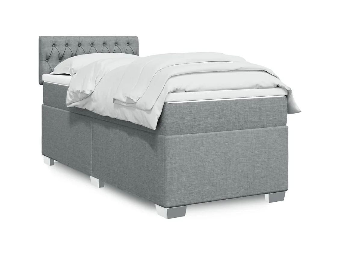 Sommier à lattes de lit avec matelas gris clair 80x200 cm tissu