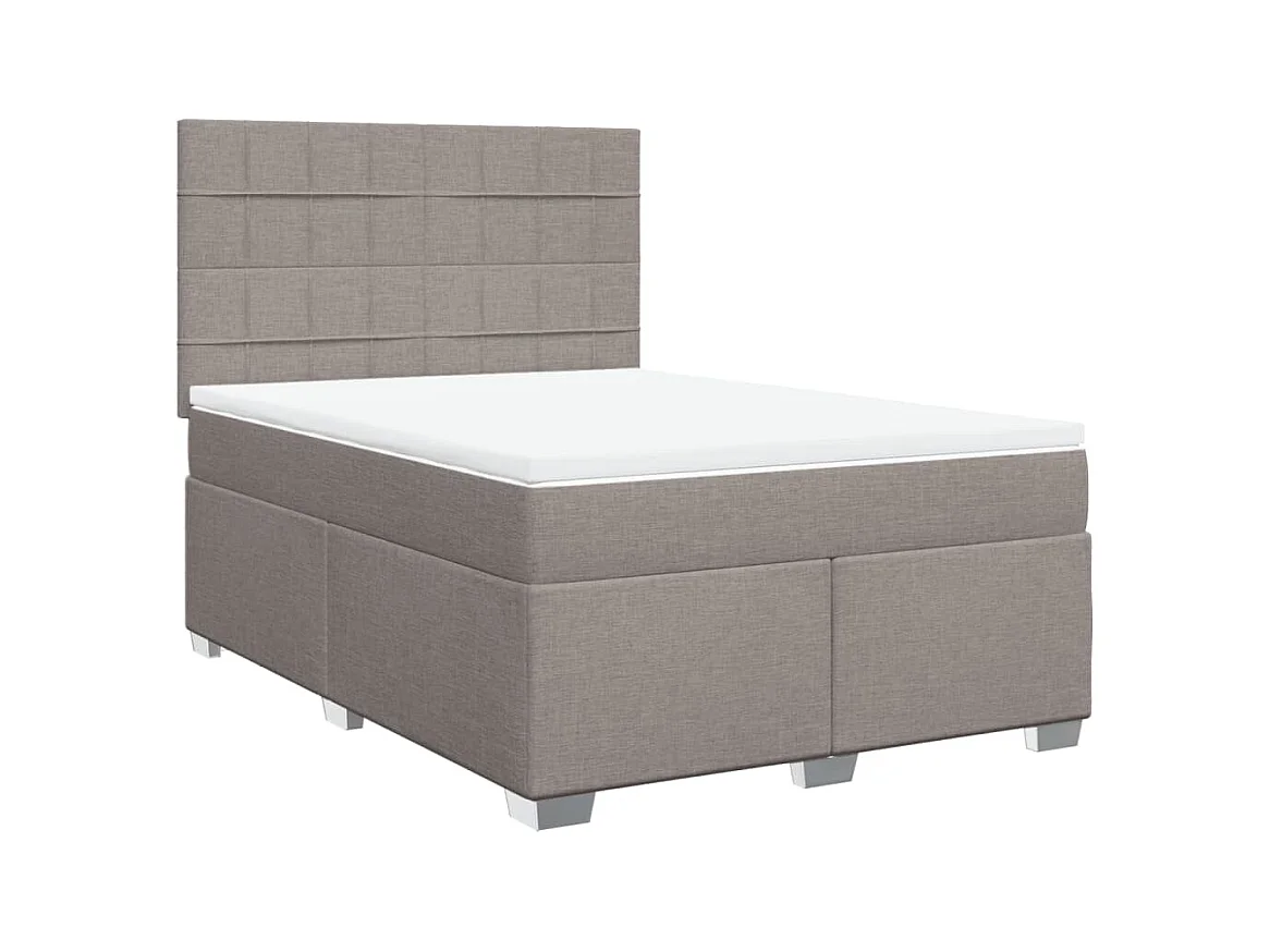 Sommier à lattes de lit avec matelas Taupe 140x200 cm Tissu