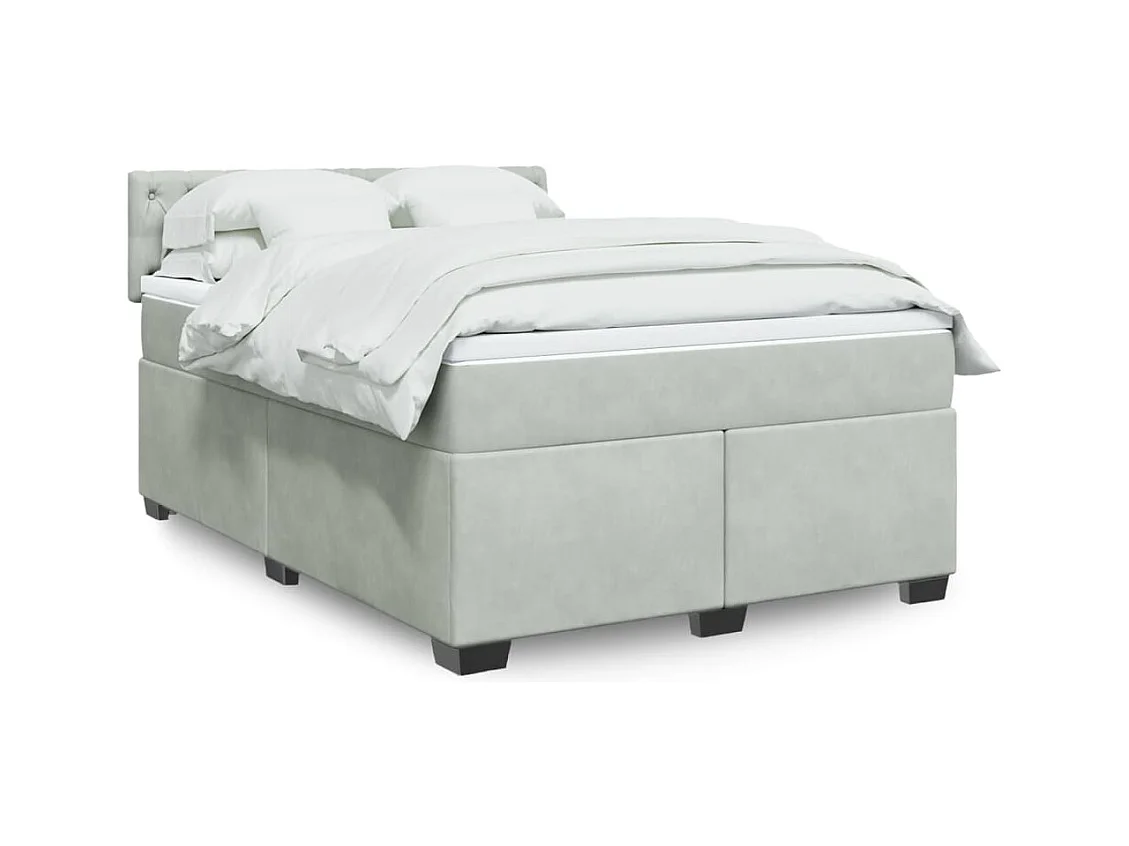 Sommier à lattes de lit et matelas Gris clair 160x200cm Velours