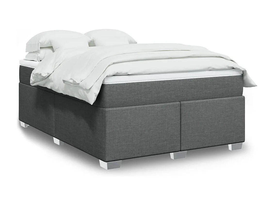 Cama box spring con colchón tela gris oscuro 140x200 cm