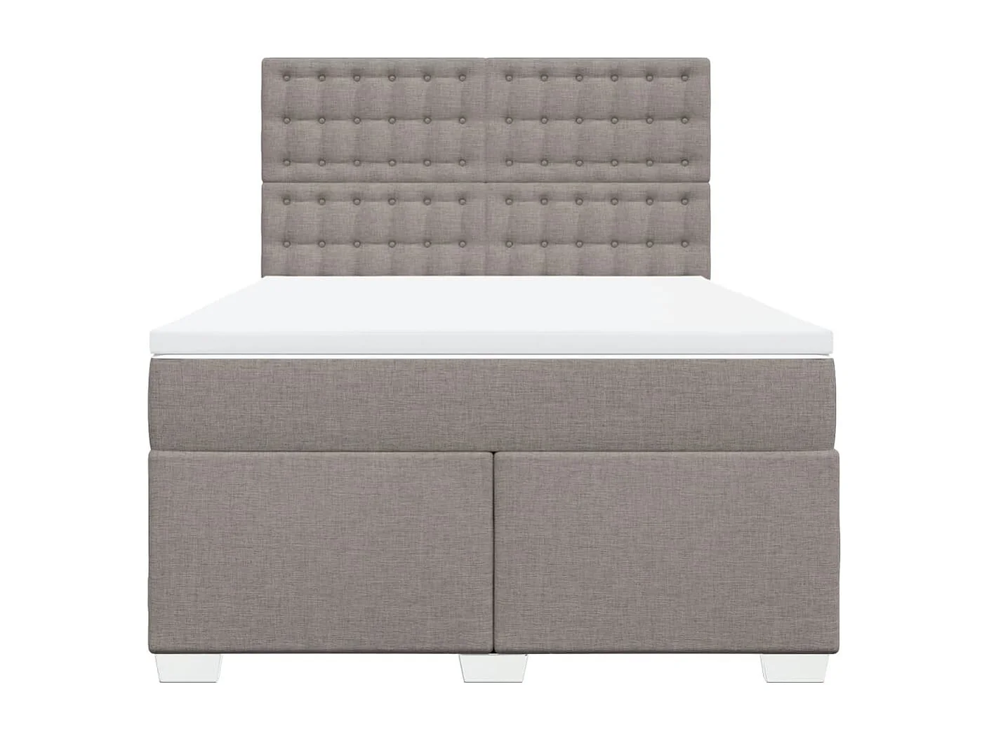 Cama box spring con colchón tela gris taupe 140x200 cm