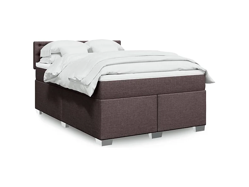 Cama com molas/colchão 140x200 cm tecido castanho-escuro