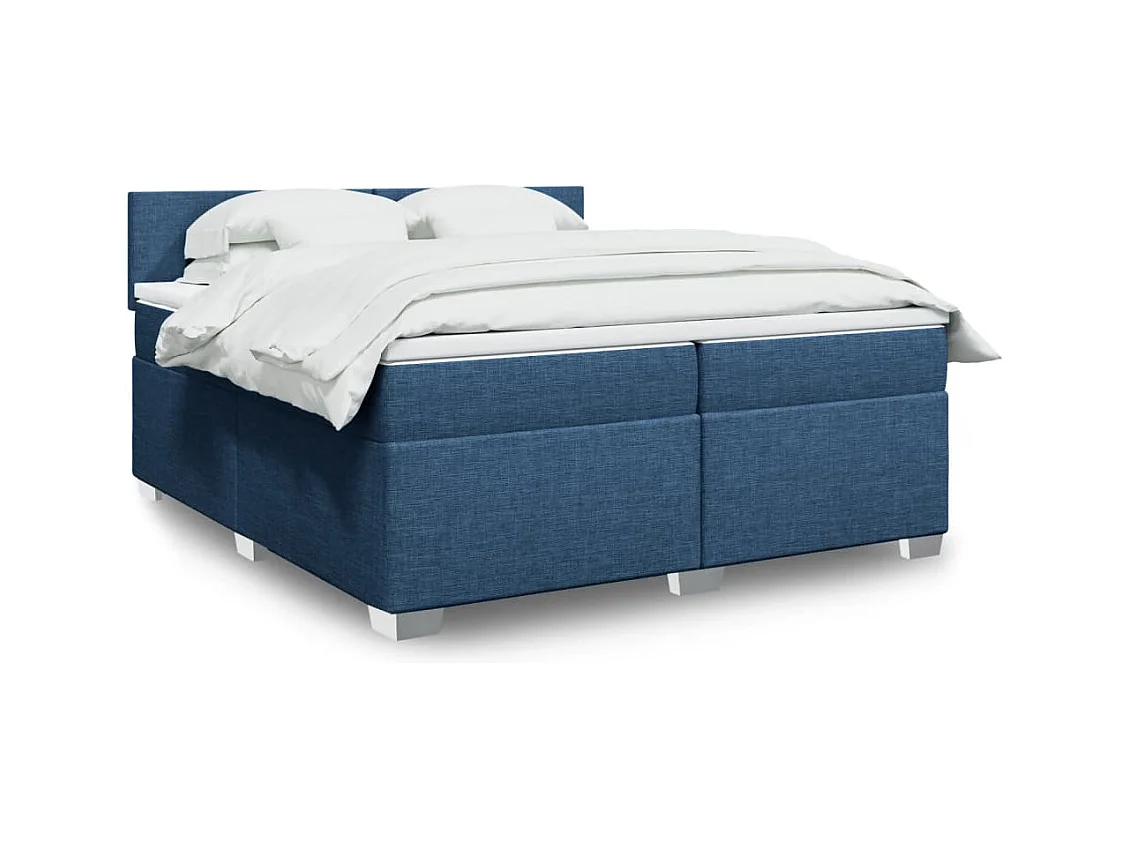 Sommier à lattes de lit avec matelas Bleu 200x200 cm Tissu