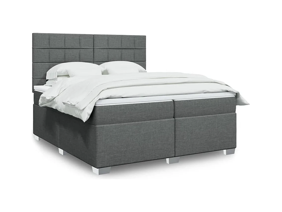 Cama box spring con colchón tela gris oscuro 200x200 cm