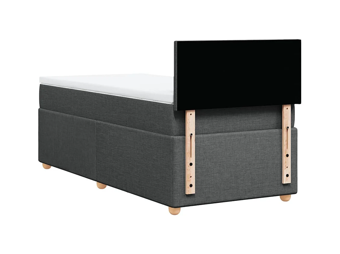 Sommier à lattes de lit avec matelas gris foncé simple tissu