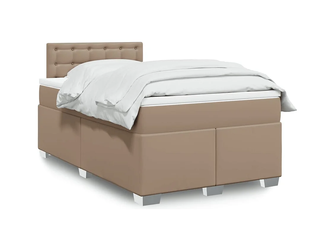 Cama box spring con colchón cuero sintético capuchino 120x190cm
