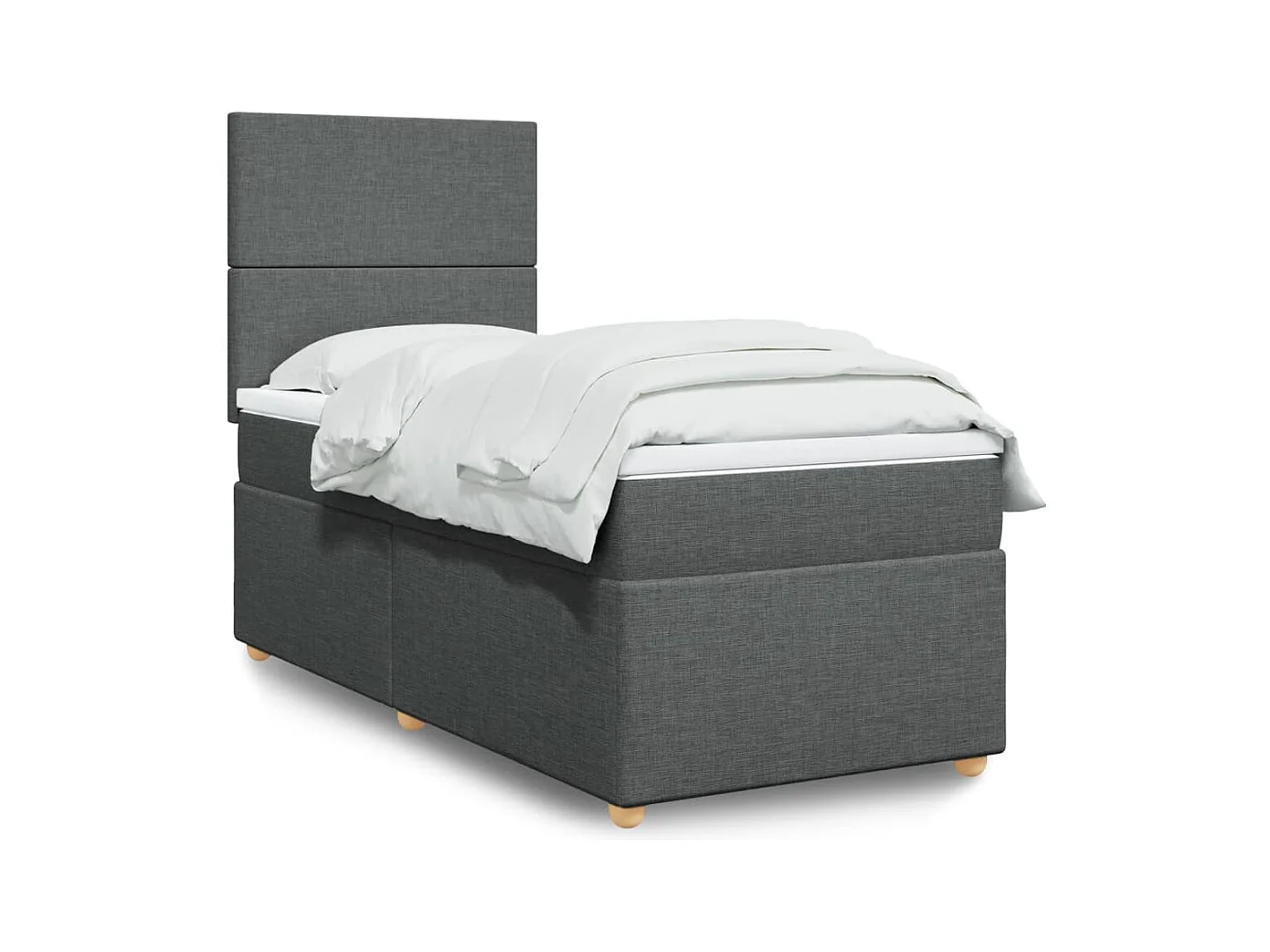 Cama box spring con colchón tela gris oscuro 90x190 cm