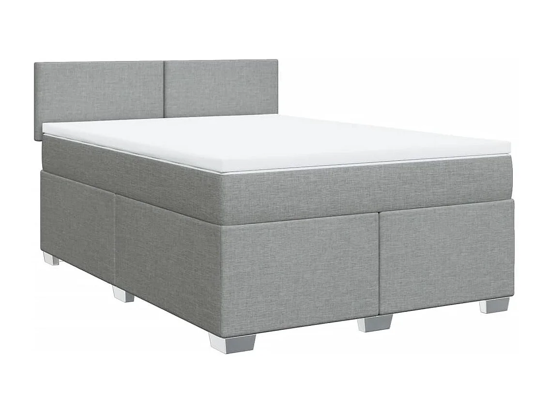 Sommier à lattes de lit avec matelas Gris clair 140x190cm Tissu