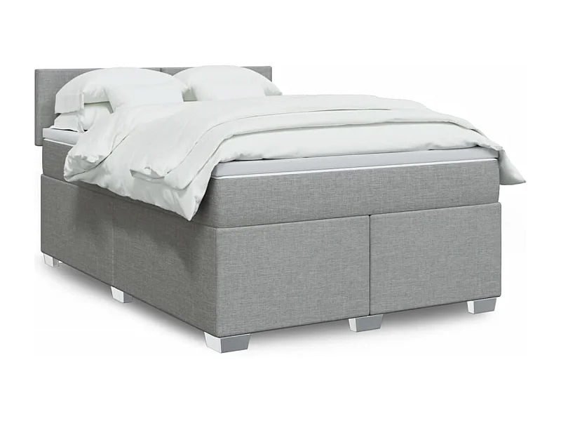 Cama box spring con colchón tela gris claro 140x190 cm