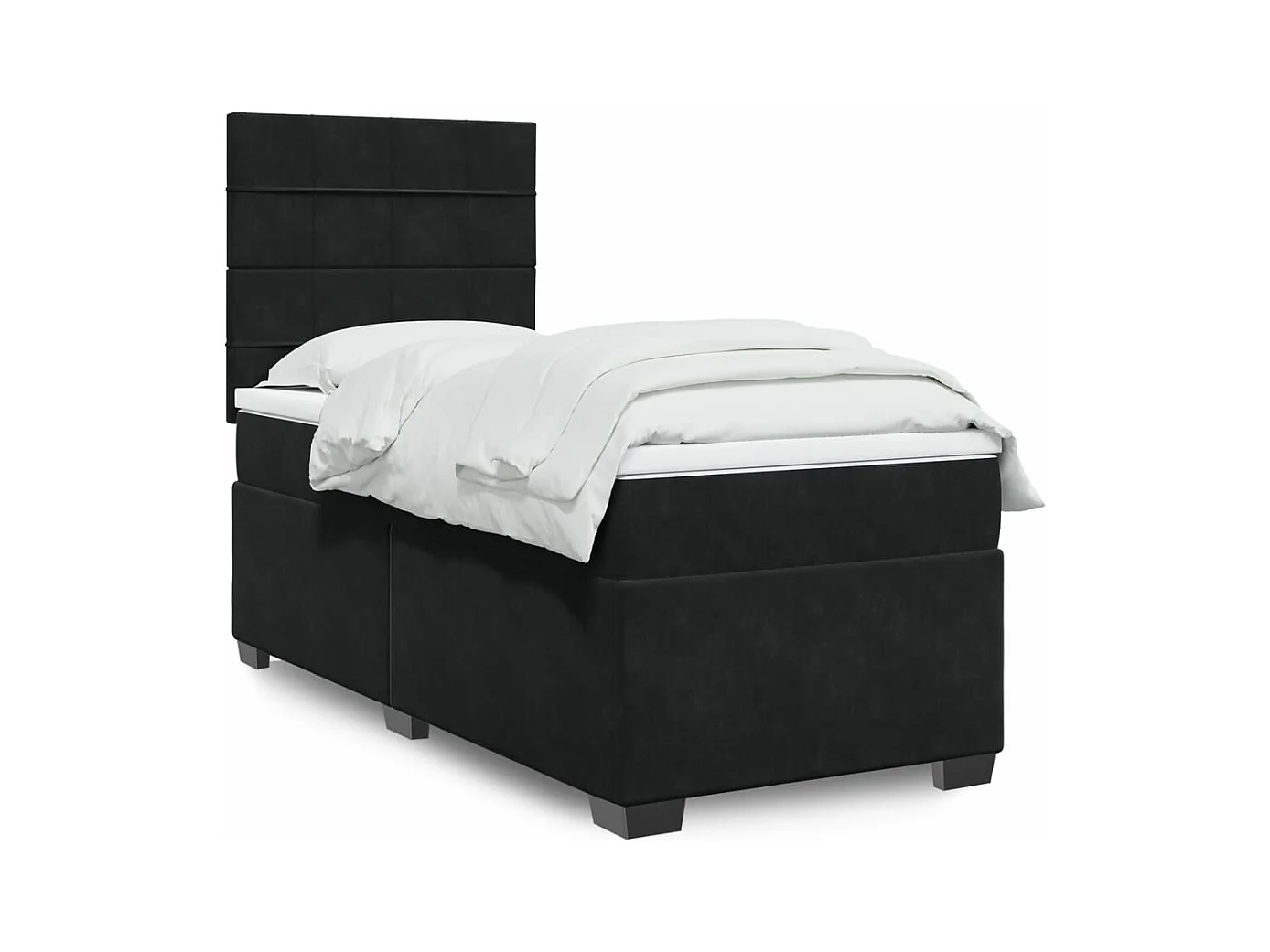 Cama com molas/colchão 100x200 cm veludo preto