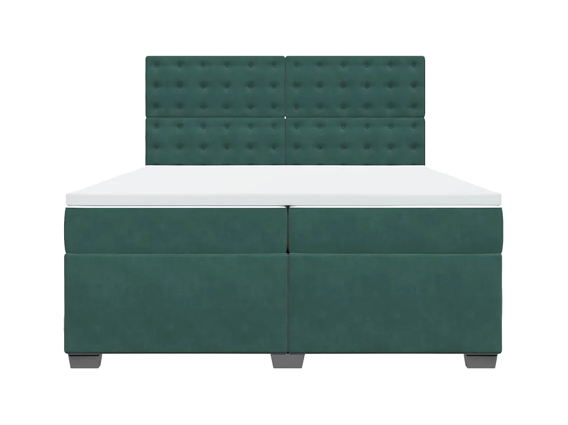 Sommier à lattes de lit et matelas Vert foncé 200x200cm Velours