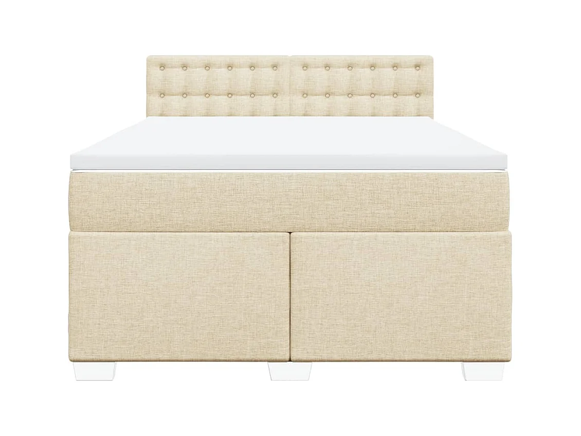 Sommier à lattes de lit avec matelas Crème 140x190 cm Tissu