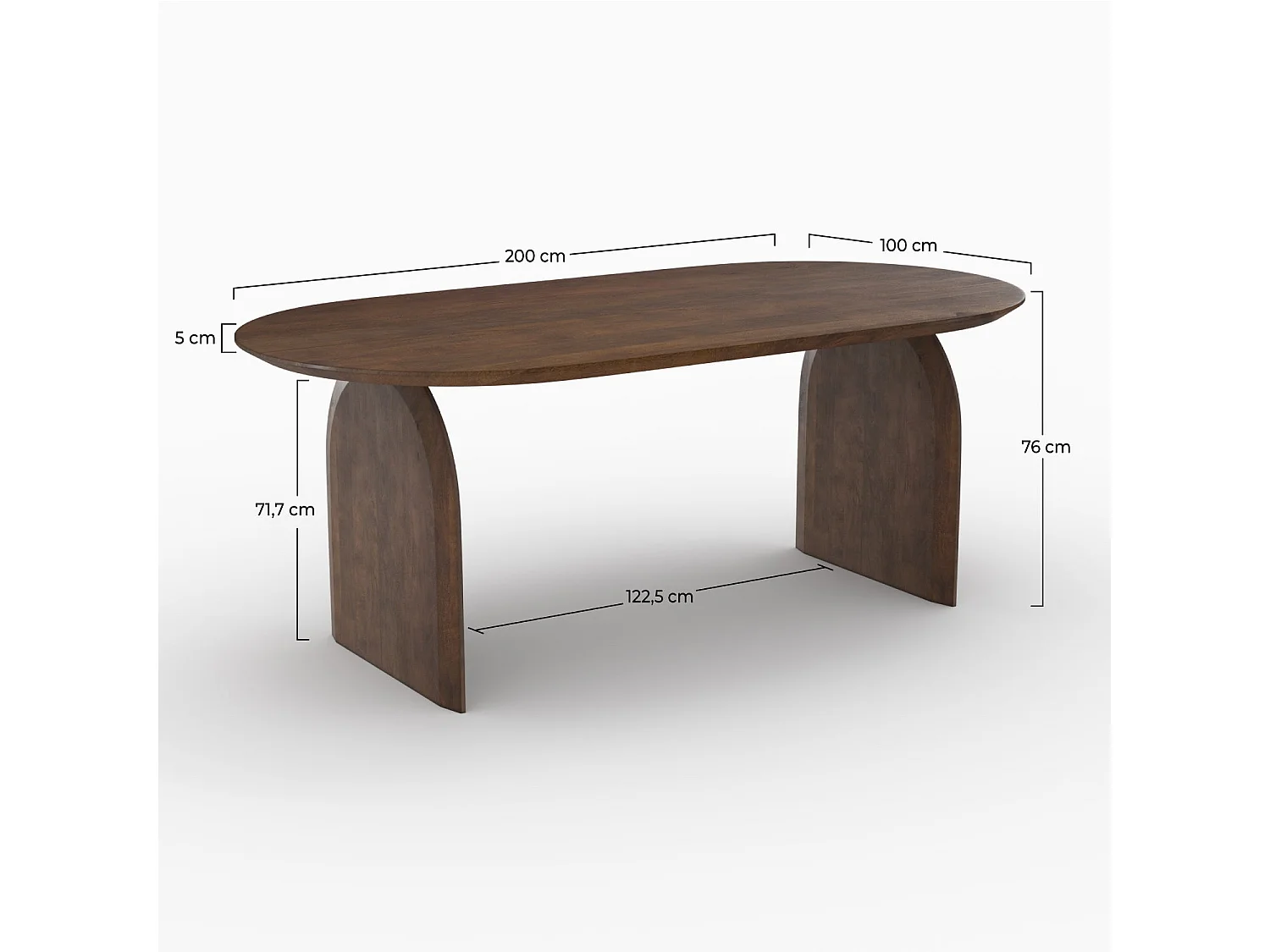 Table ovale en bois de manguier massif 6 places - Alix